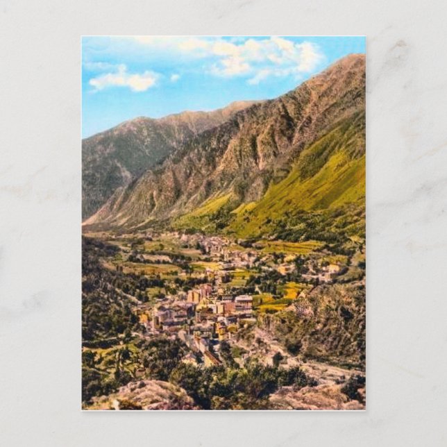 Postal Andorra , panorama (Anverso)