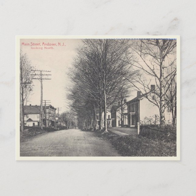 Postal Andover NJ, calle principal, estilo vintage (Anverso)