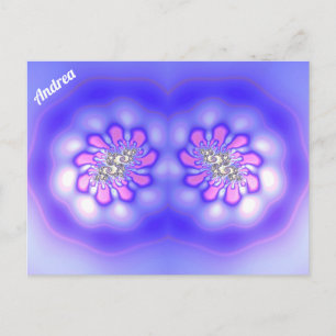 Postal ANDREA ~ 3D Diseño fractal ~ azul rosado ~
