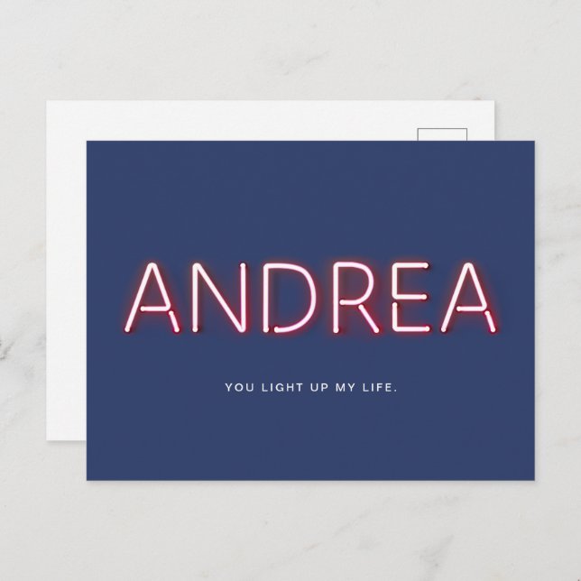 Postal Andrea You Light My Life Neon Lights (Anverso / Reverso)