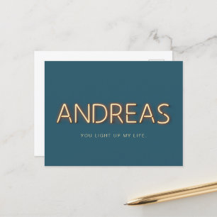 Postal Andreas en la Novedad de las luces de neón brillan