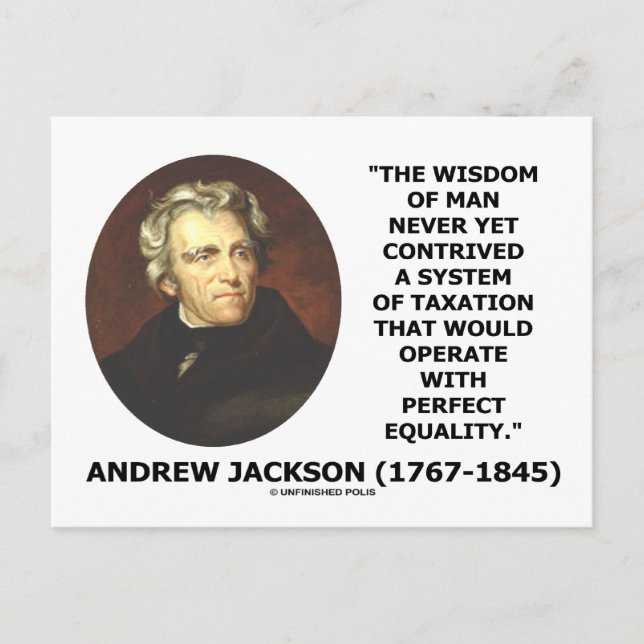 Postal Andrew Jackson Wisdom Contrive Taxation Equality (Anverso)