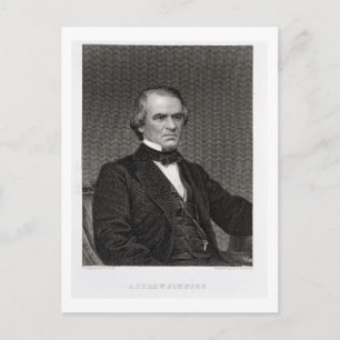 Postal Andrew Johnson, grabado de una fotografía de Thom