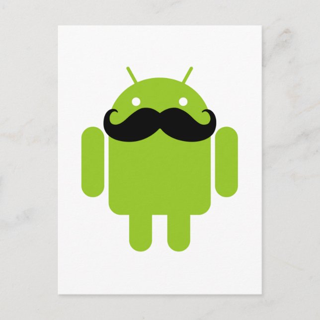 Postal Android Robot Whimsical Mustache Style (Anverso)