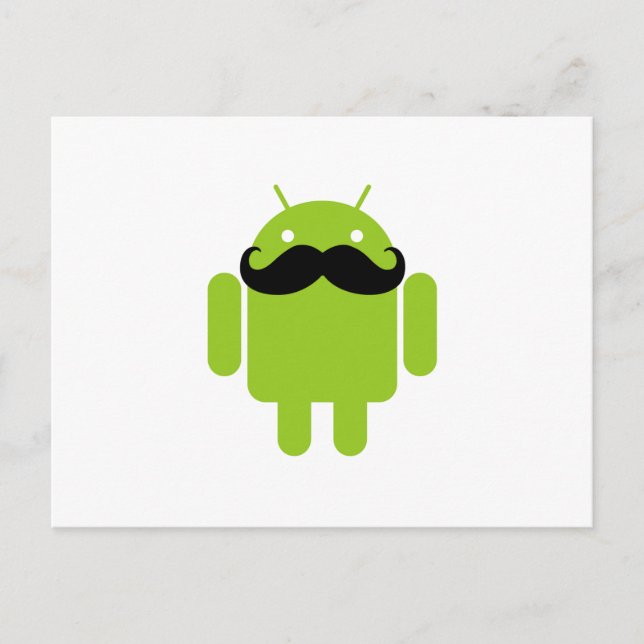 Postal Android Robot Whimsical Mustache Style (Anverso)