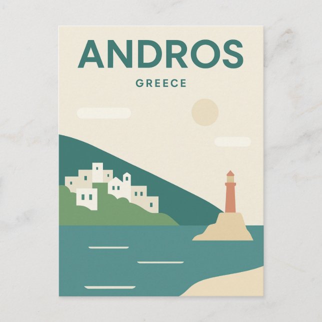 Postal Andros Grecia Minimalista (Anverso)