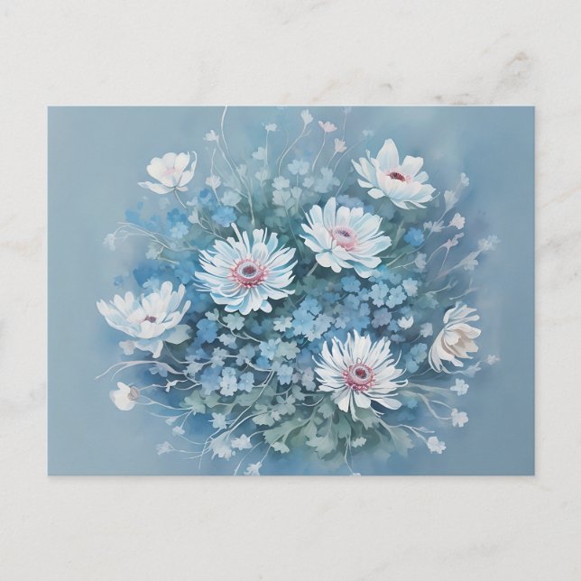 Postal Anémonas delicadas en acuarela suelta (Anverso)