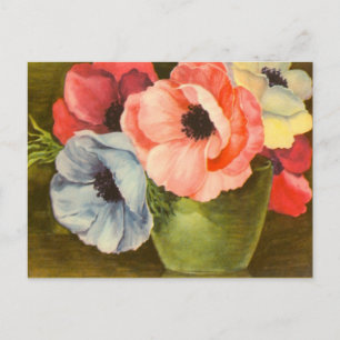 Postal Anemones de época en la vesícula verde