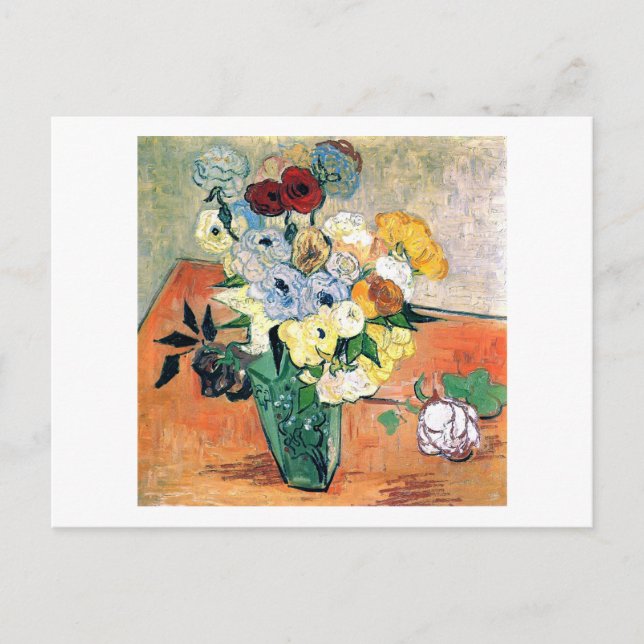 Postal Anemones Van Gogh Bella Artes, Rosas de la Vase ja (Anverso)