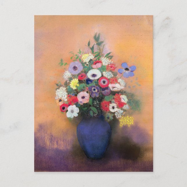 Postal Anemones y lilas en una parcela azul, después de 1 (Anverso)