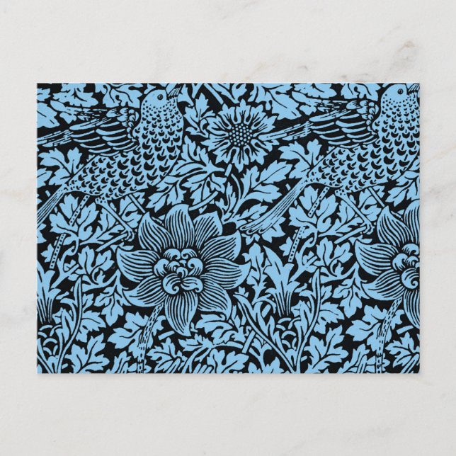 Postal Anenoma de aves del patrón floral William Morris (Anverso)