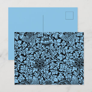 Postal Anenoma de aves del patrón floral William Morris