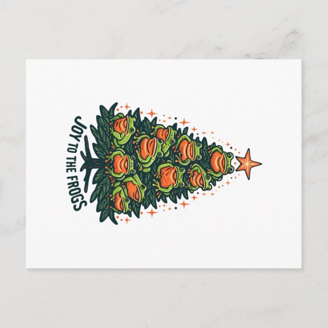 Postal Anfibios festivos: Ranas cantando en un árbol de n (Anverso)