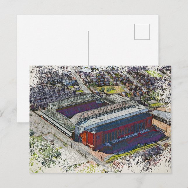 Postal Anfield Stadium Liverpool - Artistic Watercolour (Anverso / Reverso)