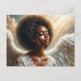 Postal Ángel Afro en Luz - Mujer Étérea Negra
