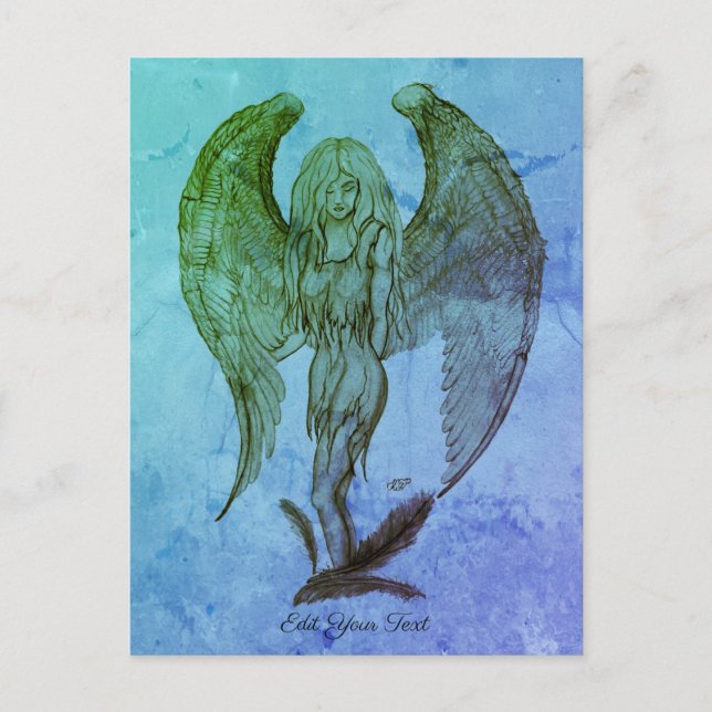Postal Ángel al estilo tatuaje (Anverso)
