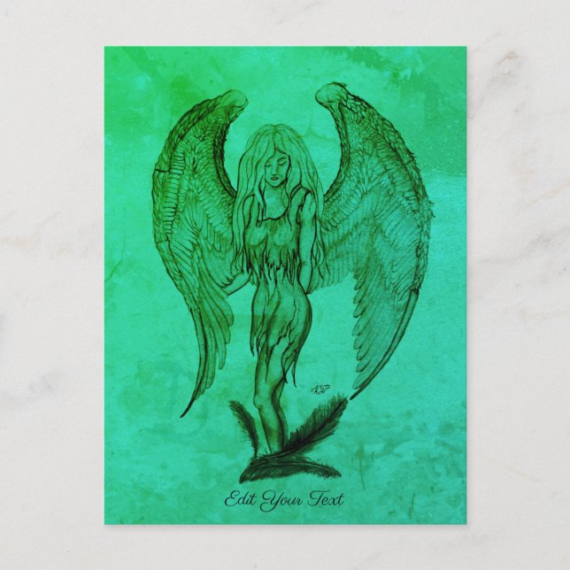 Postal Ángel al estilo tatuaje (Anverso)