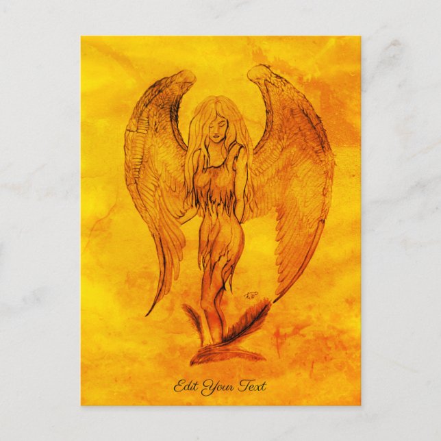 Postal Ángel al estilo tatuaje (Anverso)
