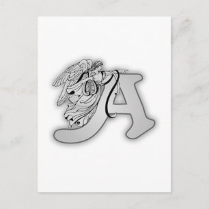 Postal Ángel Alphabet A Monograma Inicial