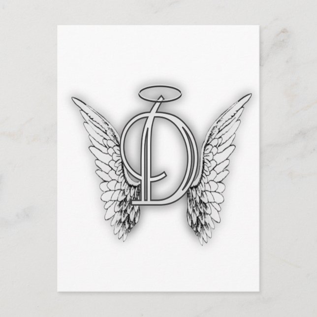 Postal Angel Alphabet D First Latter Wings Halo (Anverso)