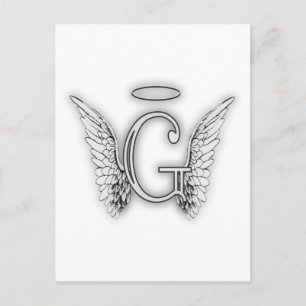 Postal Angel Alphabet G Inicial Latter Wings Halo