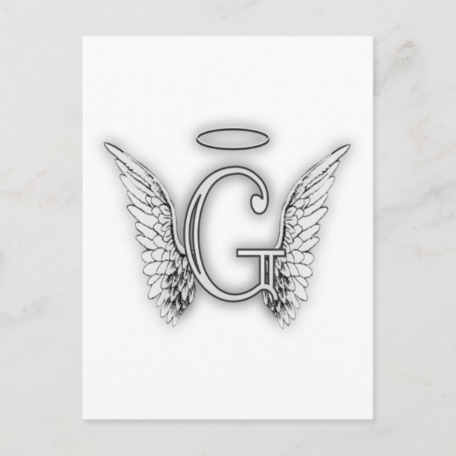 Postal Angel Alphabet G Inicial Latter Wings Halo (Anverso)