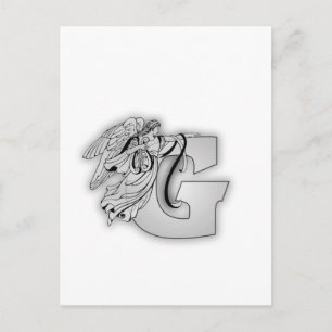 Postal Ángel Alphabet G Monograma inicial