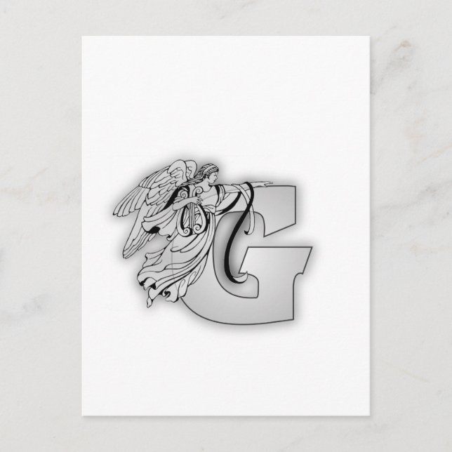 Postal Ángel Alphabet G Monograma inicial (Anverso)
