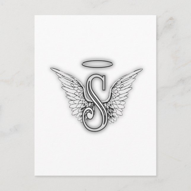 Postal Angel Alphabet S Letra Inicial Wings Halo (Anverso)