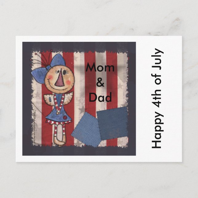 Postal Ángel Americano Primitivo (Anverso)