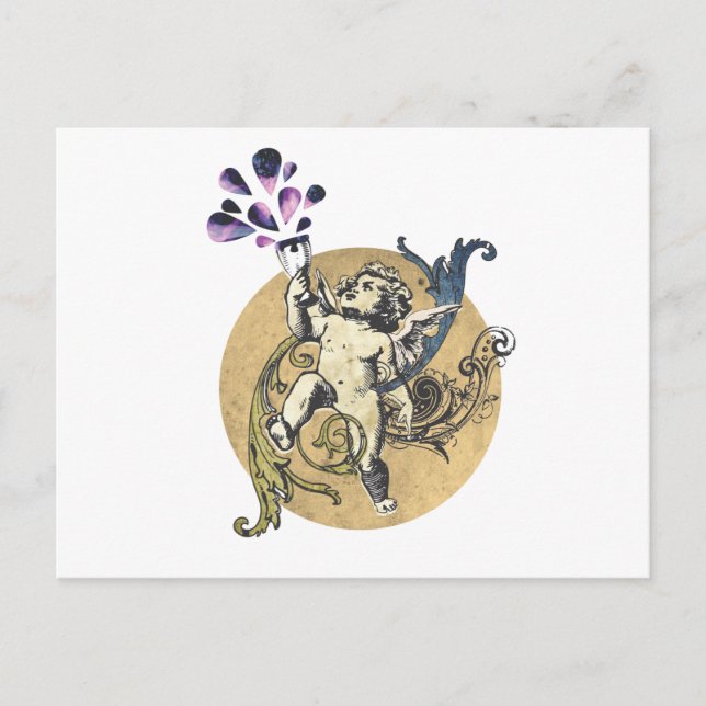Postal angel and wine (Anverso)
