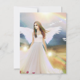 Postal Ángel Arcoiris Luz Esperanza Alas Flores Fantasía 