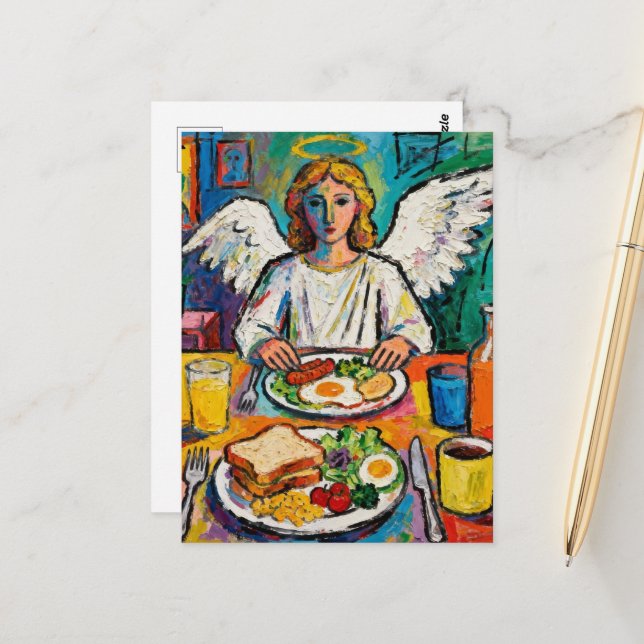 Postal Angel at Breakfast (Anverso/Reverso In Situ)