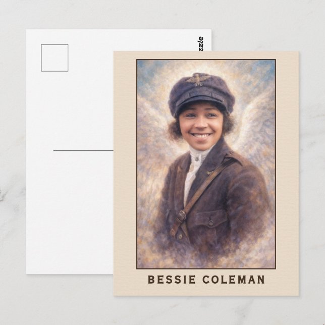 Postal Ángel Aviatrix Bessie Coleman (Anverso / Reverso)
