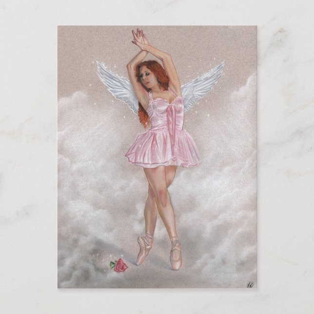 Postal Angel ballerina rosa Postcard (Anverso)