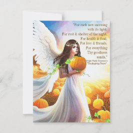 Postal Ángel Calabaza Acción de Gracias Otoño Bello Arte