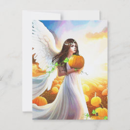 Postal Ángel Calabaza Alas Otoño Bello Fantasía Arte