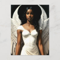 Ángel Chica negro con arte angelcore de piel oscur