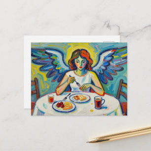 Postal Ángel Colorido en el Desayuno
