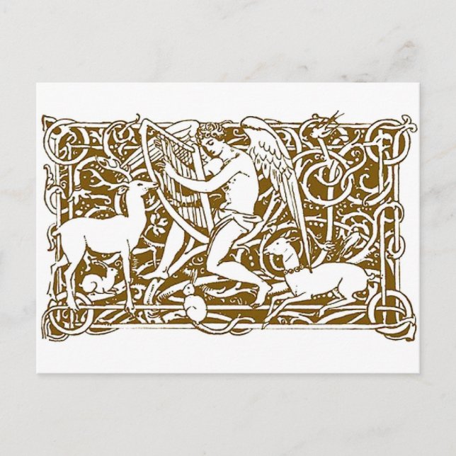 Postal Ángel con arpa (Anverso)