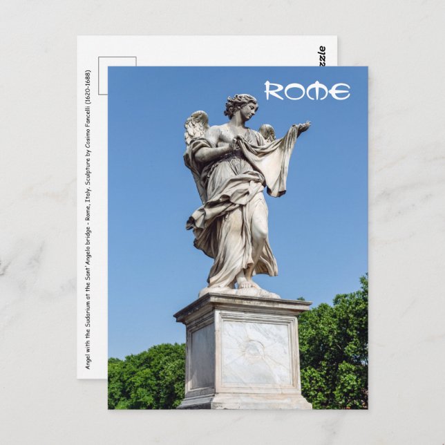 Postal Ángel con el Sudarium - Puente Sant'Angelo, Roma (Anverso / Reverso)