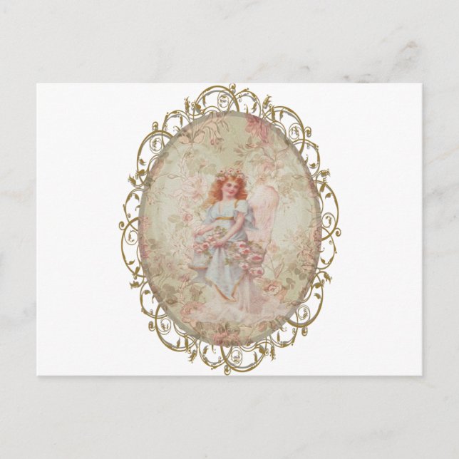 Postal Ángel con flores (Anverso)