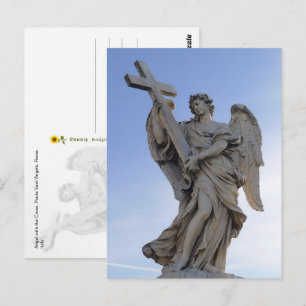 Postal Ángel con la Cruz, Roma, Italia -