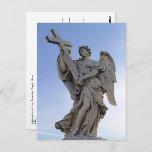 Postal Ángel con la Cruz, Roma, Italia - (Anverso / Reverso)