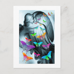 Postal Ángel con mariposas