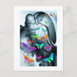 Postal Ángel con mariposas