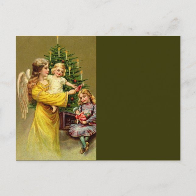 Postal Ángel con niños y árboles (Anverso)