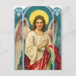 Postal Ángel con tríptico de cinta rosada