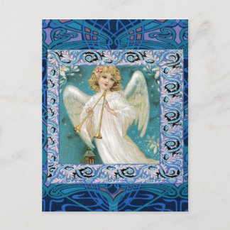Postal Ángel con trompeta