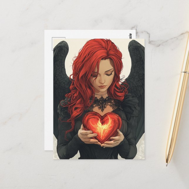 Postal Ángel con un corazón brillante (Anverso/Reverso In Situ)